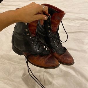 Vintage leather lace up boots